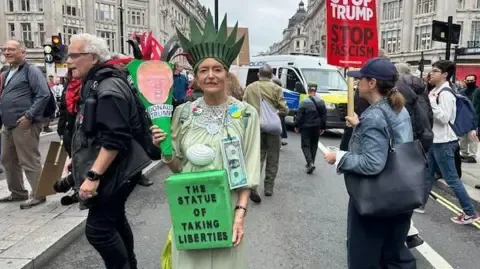 Countless Protesters Assemble in Downtown London to Challenge Donald Trump's Return Diplomatic Journey